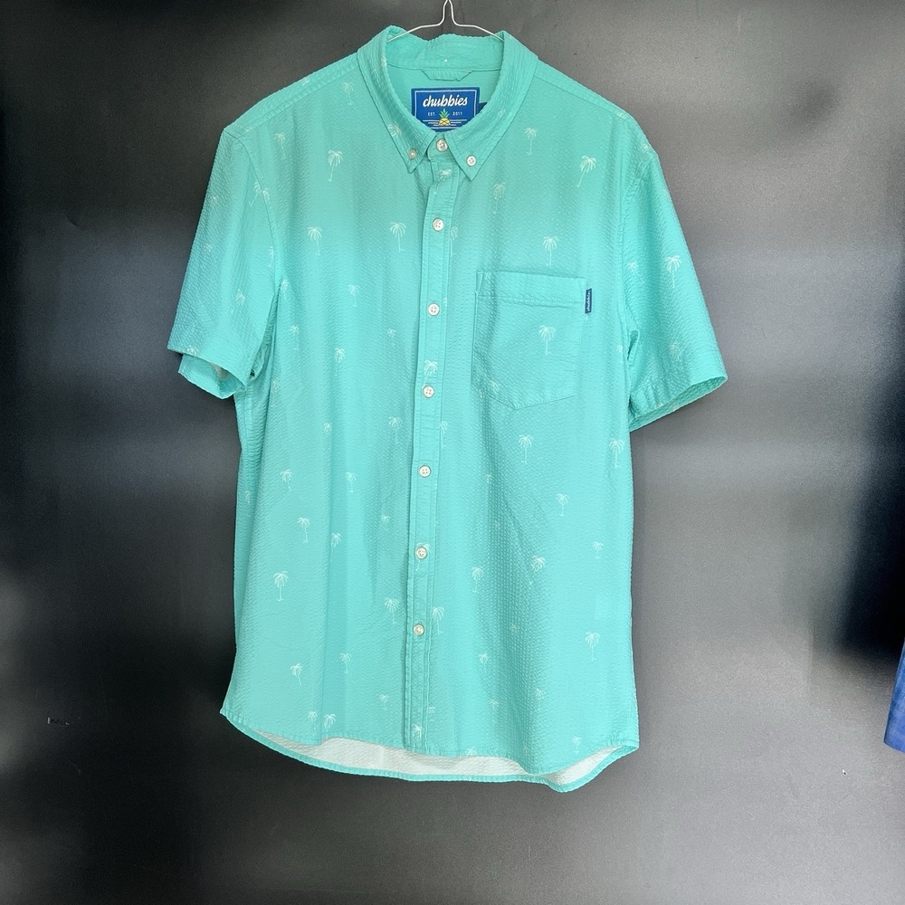 Chubbies Seersucker Button Up Short Sleeve Shirt Mens Size Medium